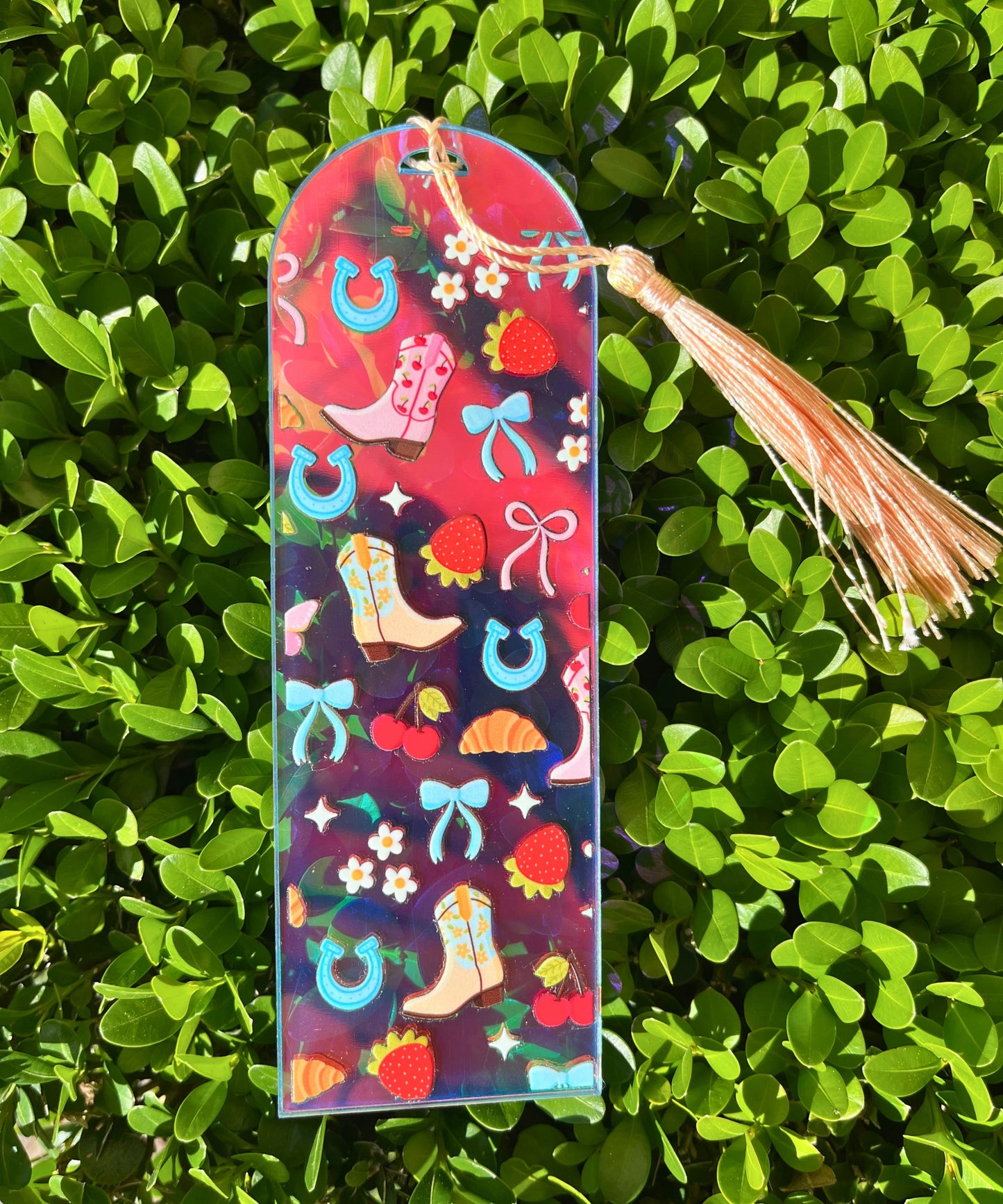 Holographic Coquette Cowgirl Bookmark