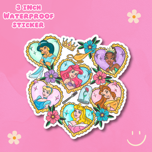 Princesses 3" Waterproof Sticker