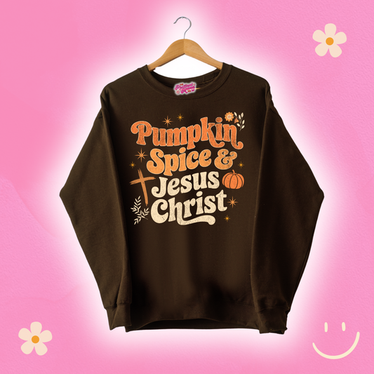Pumpkin Spice & Jesus Christ Brown Sweatshirt