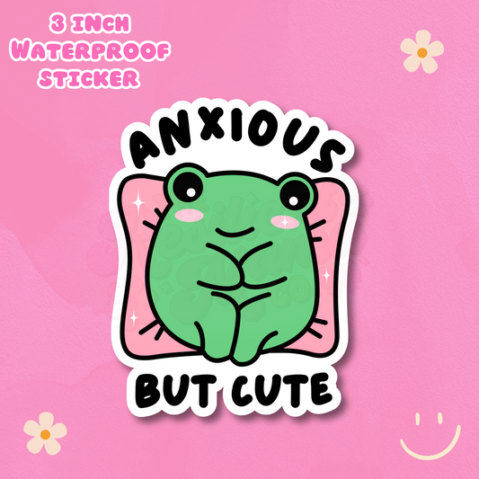 Anxious But Cute 3" Waterproof Sticker