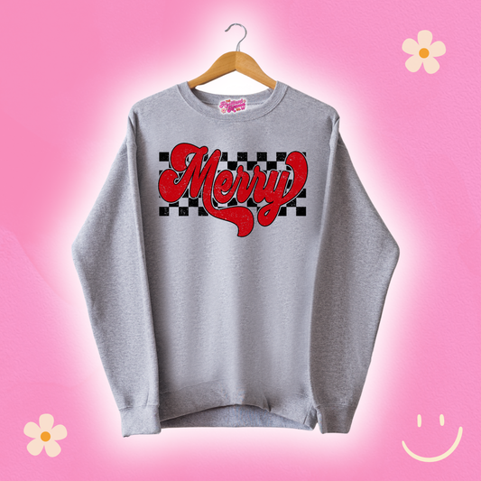 Checkered Merry Sweatshirt