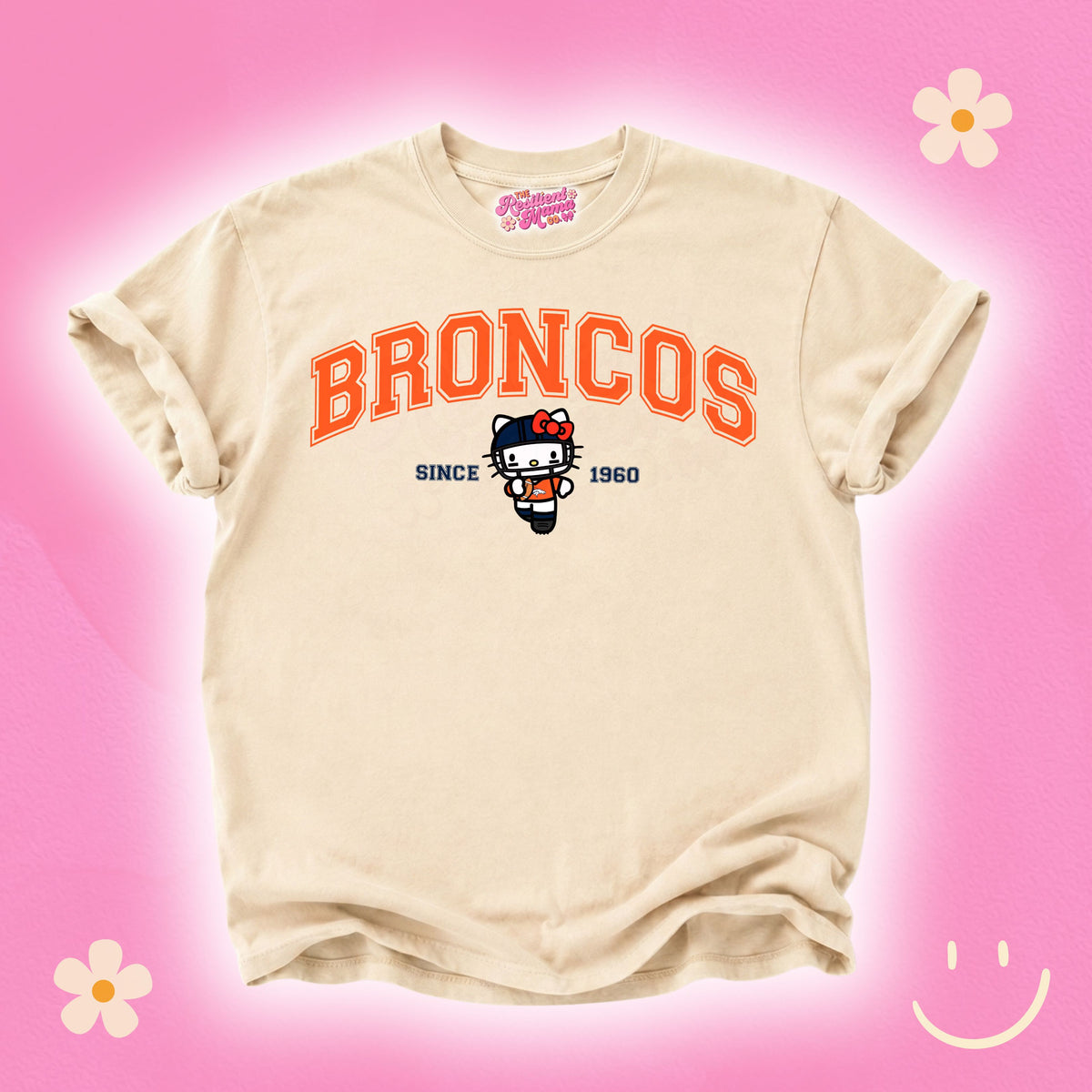 Hello Kitty football graphic T-shirt featuring a cute game day design, perfect for football season and Hello Kitty fans.