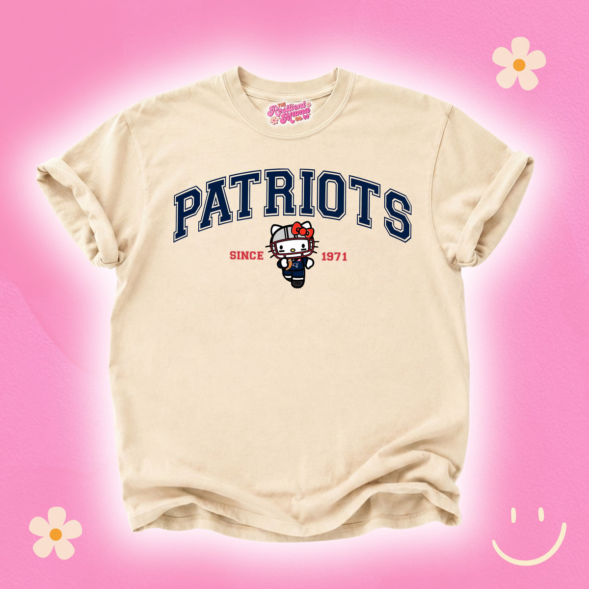 Hello Kitty football graphic T-shirt featuring a cute game day design, perfect for football season and Hello Kitty fans.