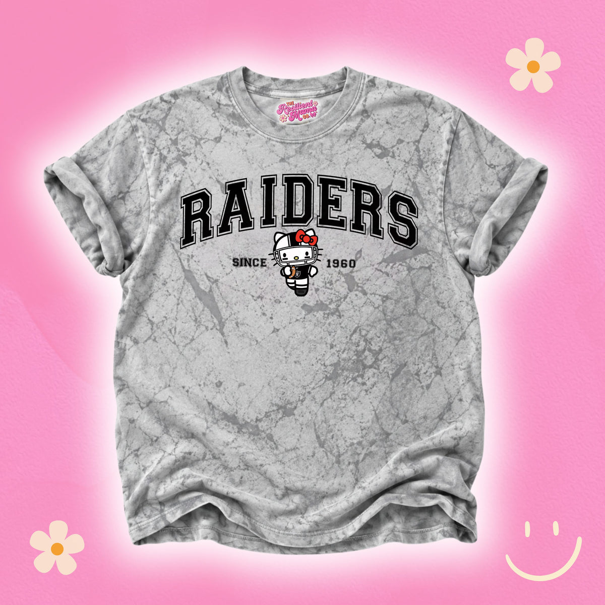 Hello Kitty football graphic T-shirt featuring a cute game day design, perfect for football season and Hello Kitty fans.